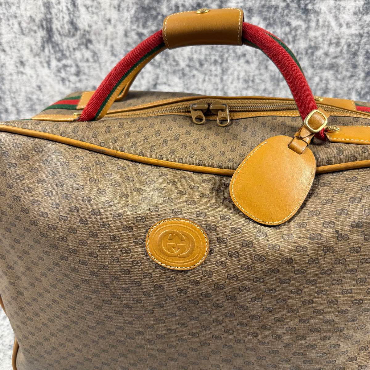 Gucci Vintage Micro GG Monogram Web Stripe Travel Suitcase