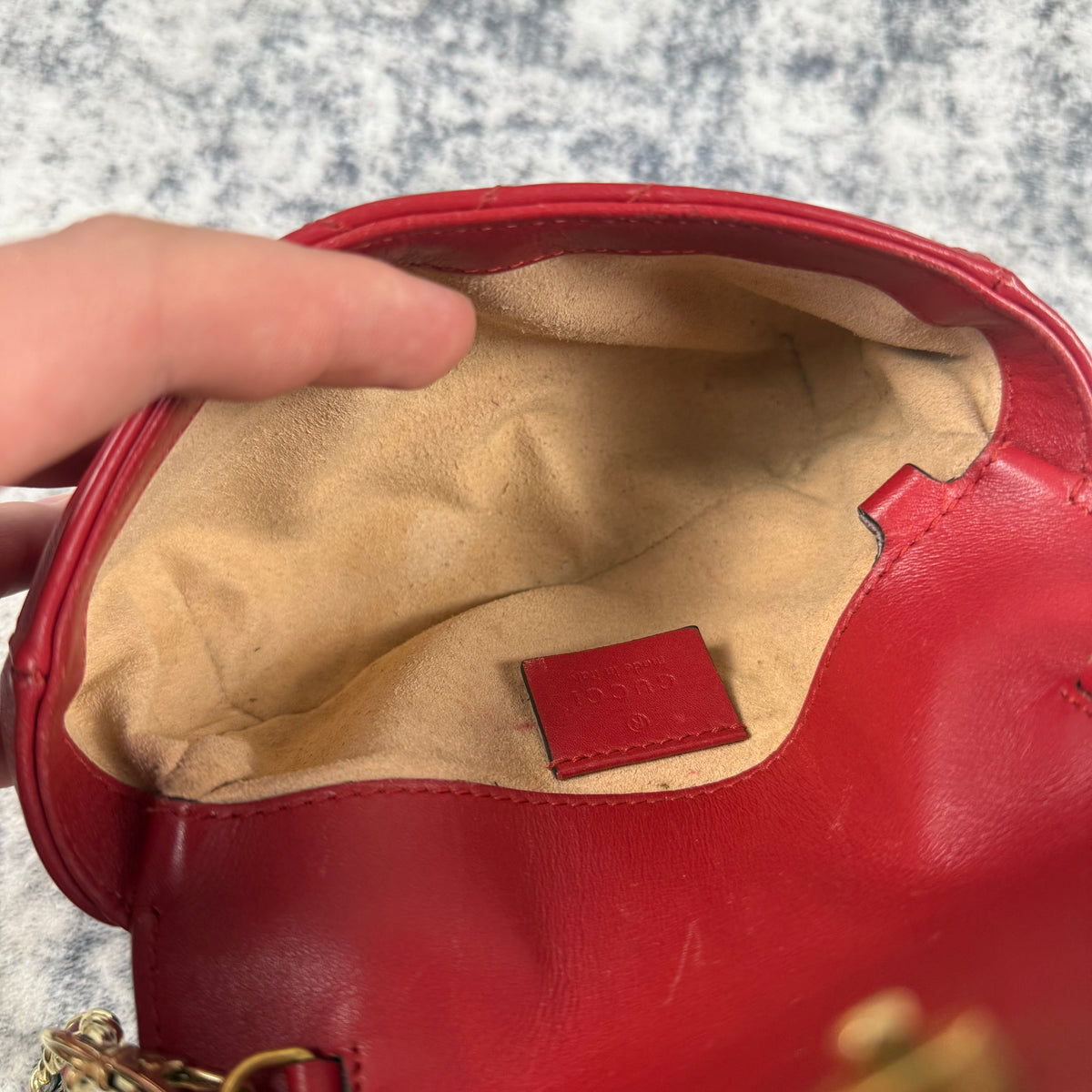 Gucci GG Marmont Red Matelassé Super Mini Bag