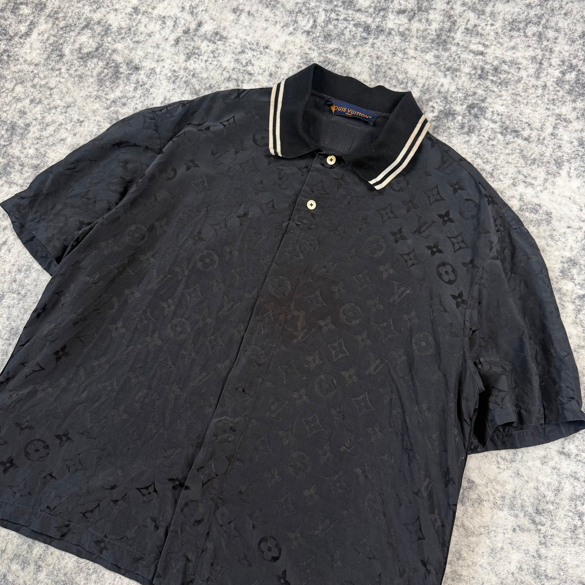 Louis Vuitton Monogram Moire Jacquard Short-Sleeved Silk Shirt