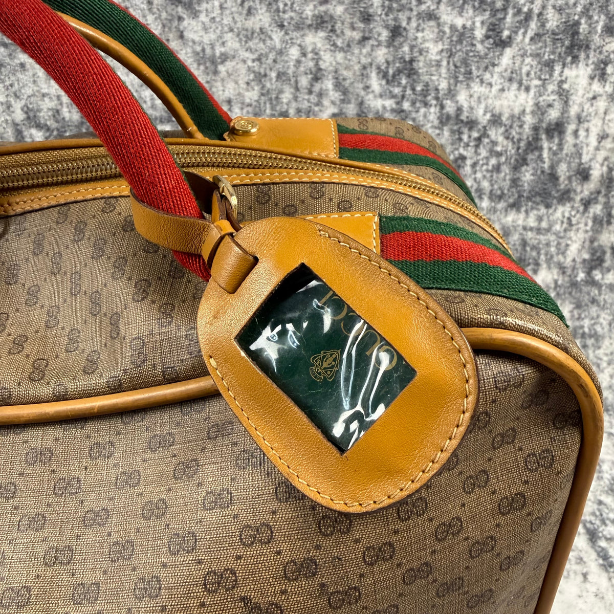 Gucci Vintage Micro GG Monogram Web Stripe Travel Suitcase