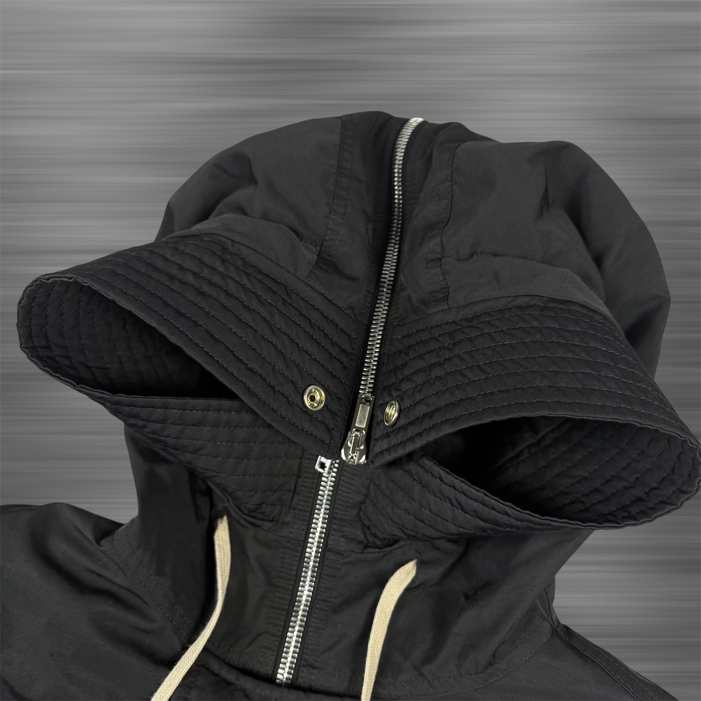 Rick Owens DRKSHDHW Black Hooded Long Heavy Parka