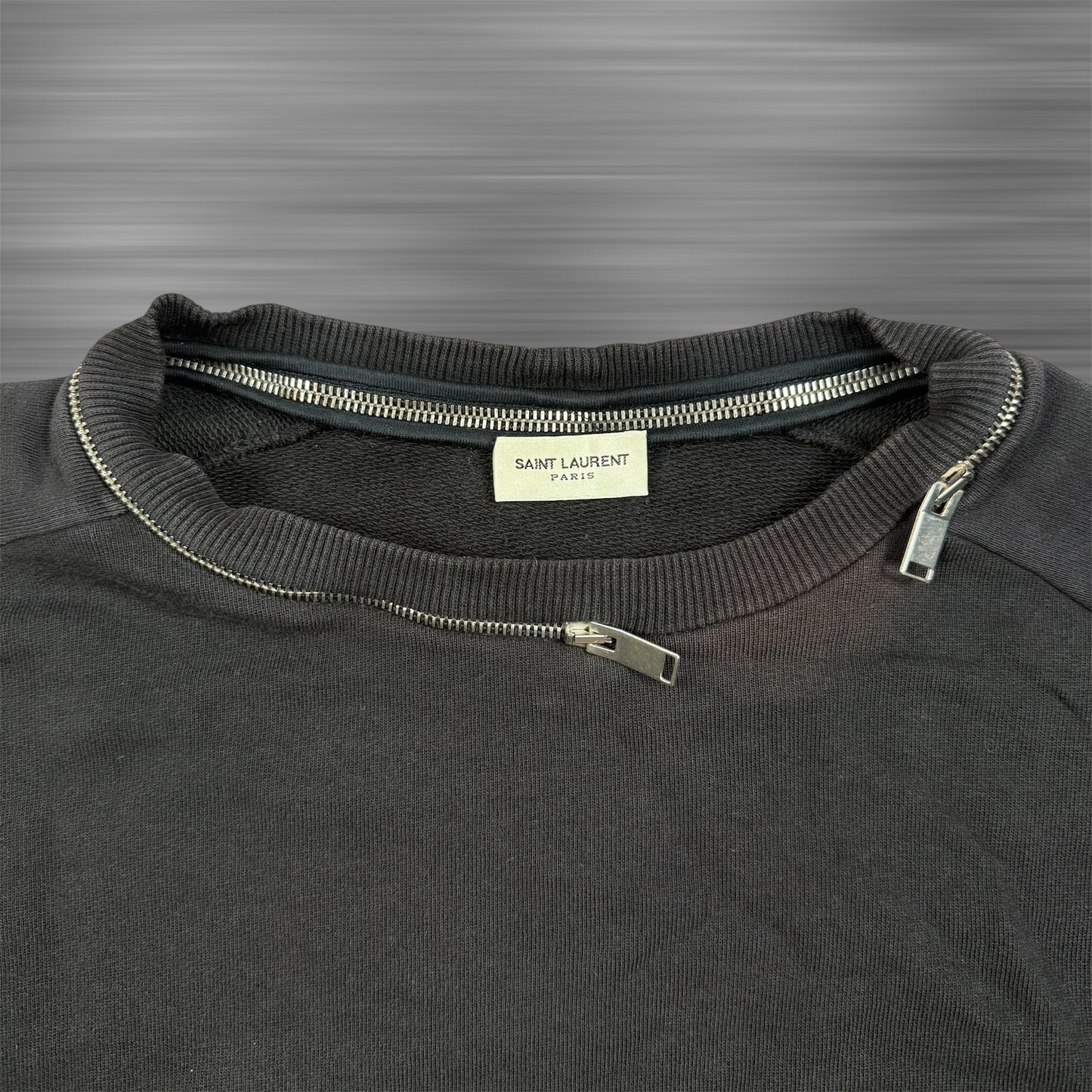 Saint Laurent collar zip black sweatshirt by Hedi Slimane