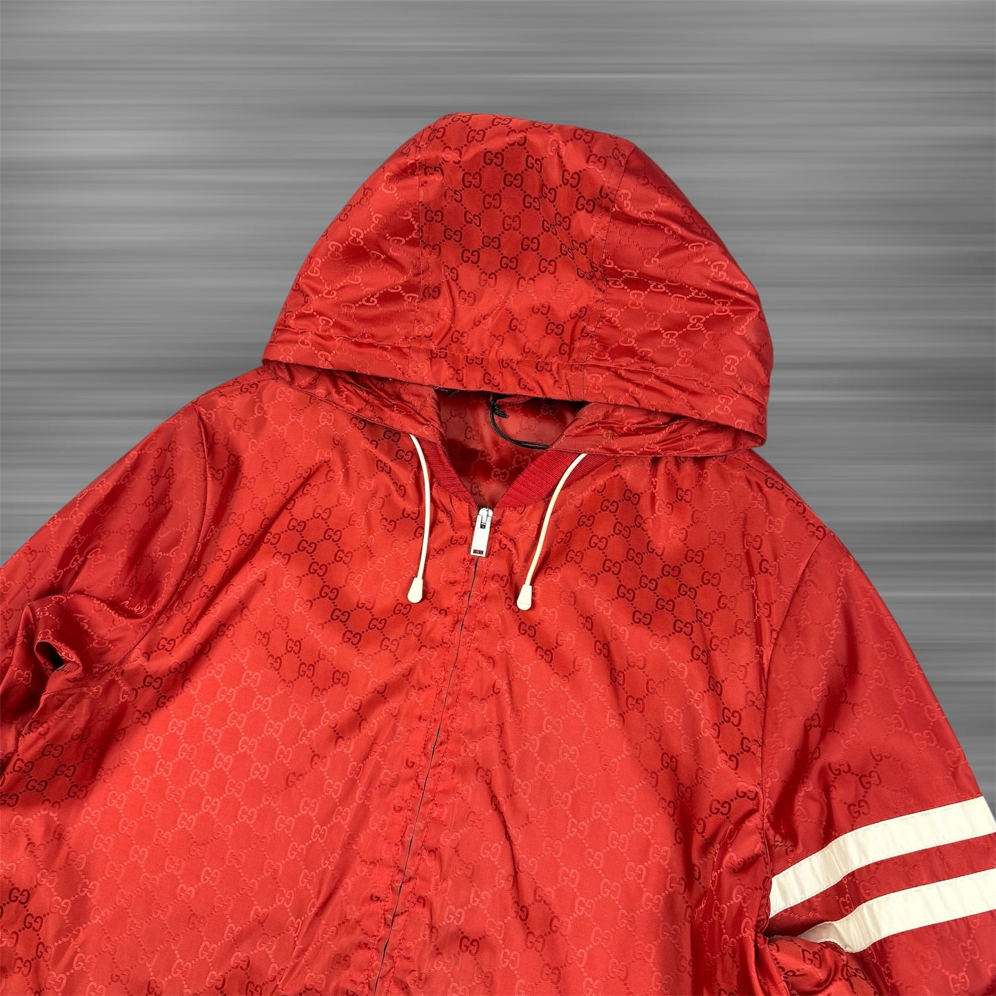 Gucci Monogram Nylon ‘Red’ Hooded Windbreaker