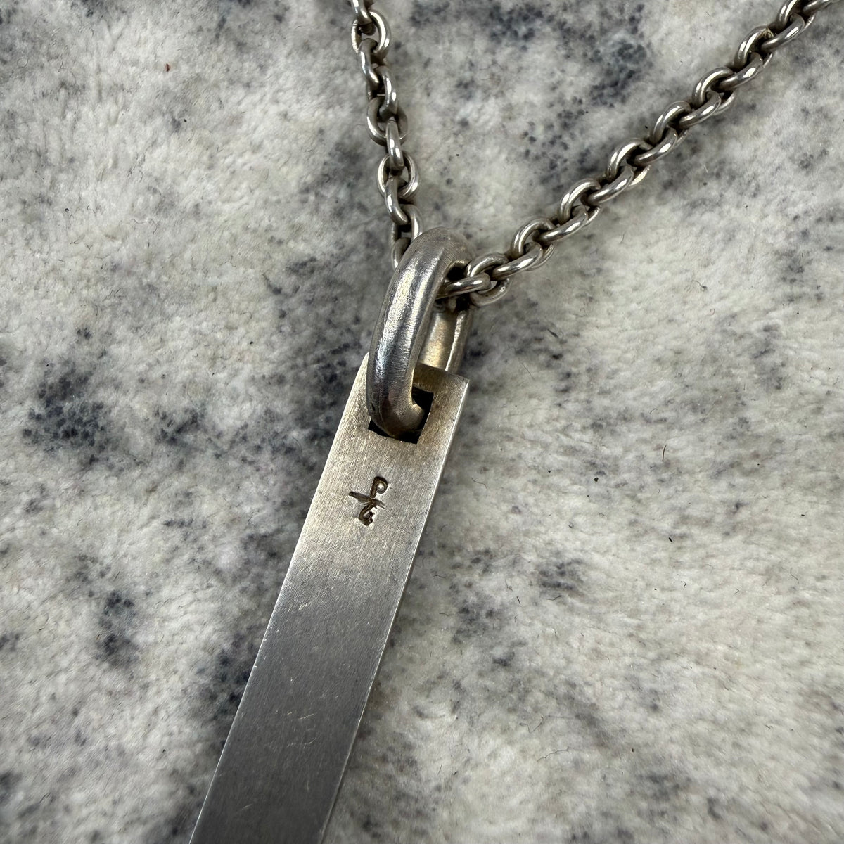 Parts of Four Brushed Sterling Silver Long Plate Necklace
