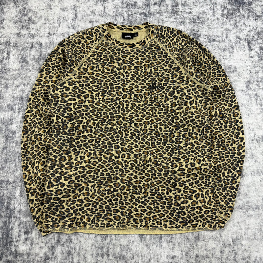 Stussy Thermal Big Logo Leopard Long Sleeve