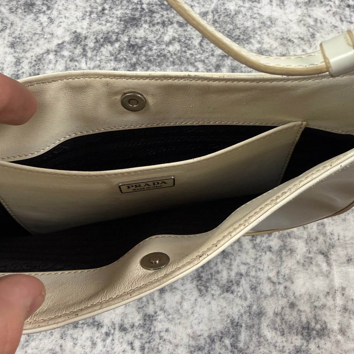 Prada Vintage White Leather Shoulder Bag