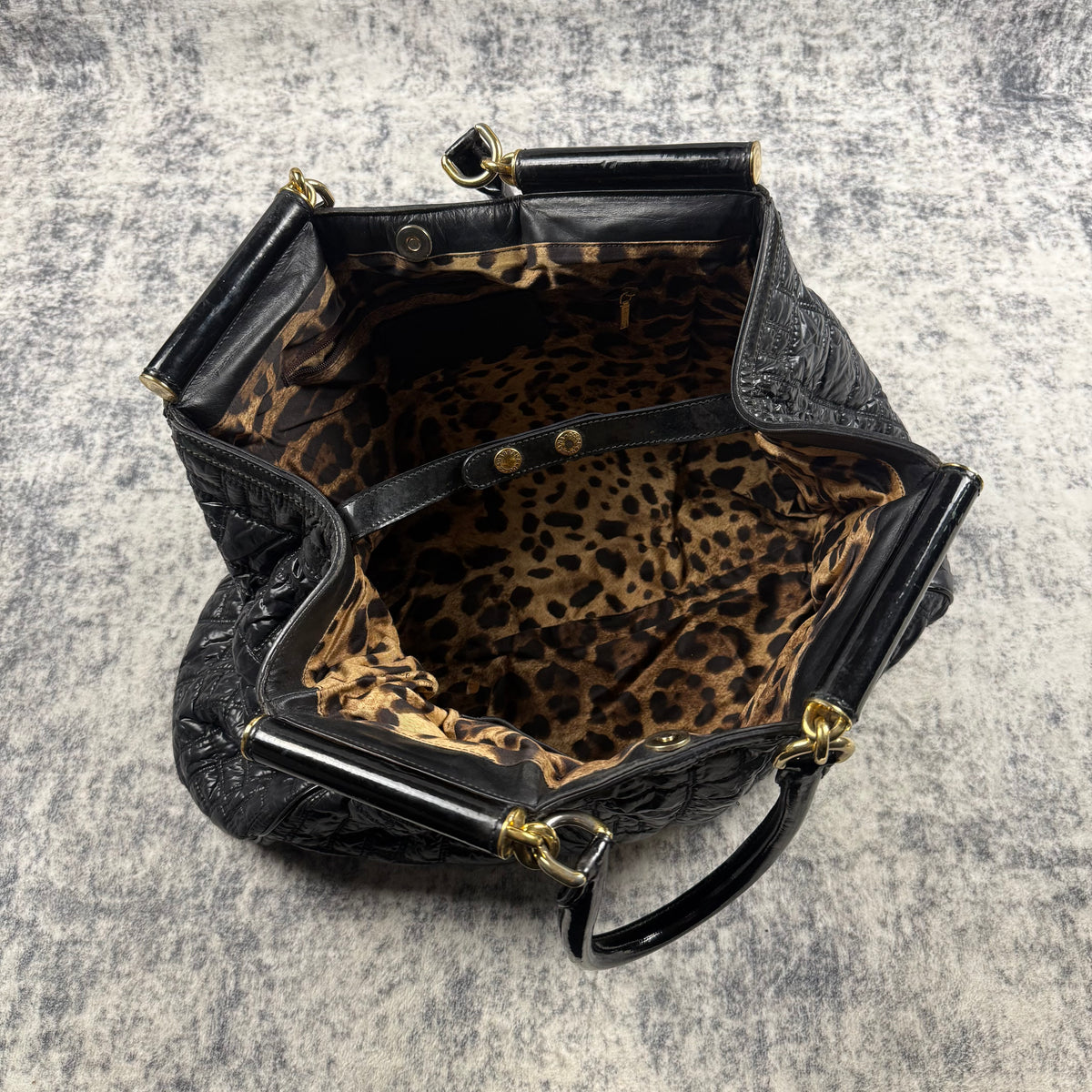 Dolce & Gabbana Miss Lexington Black Quilted Patent Nylon Tote Bag