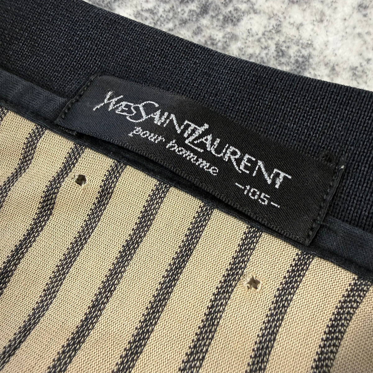 Vintage Yves Saint Laurent Pour Homme Striped Long Sleeve Polo