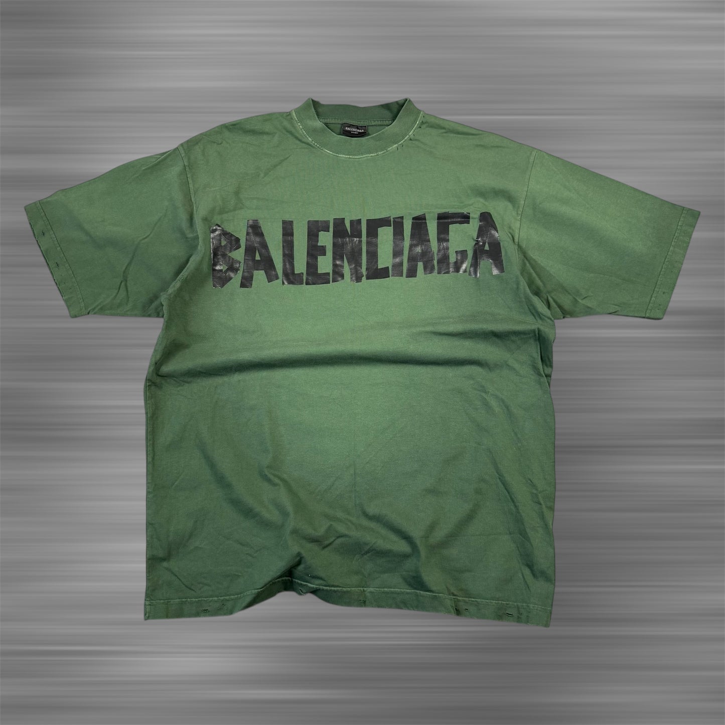 Balenciaga Tape Distressed Green T-Shirt