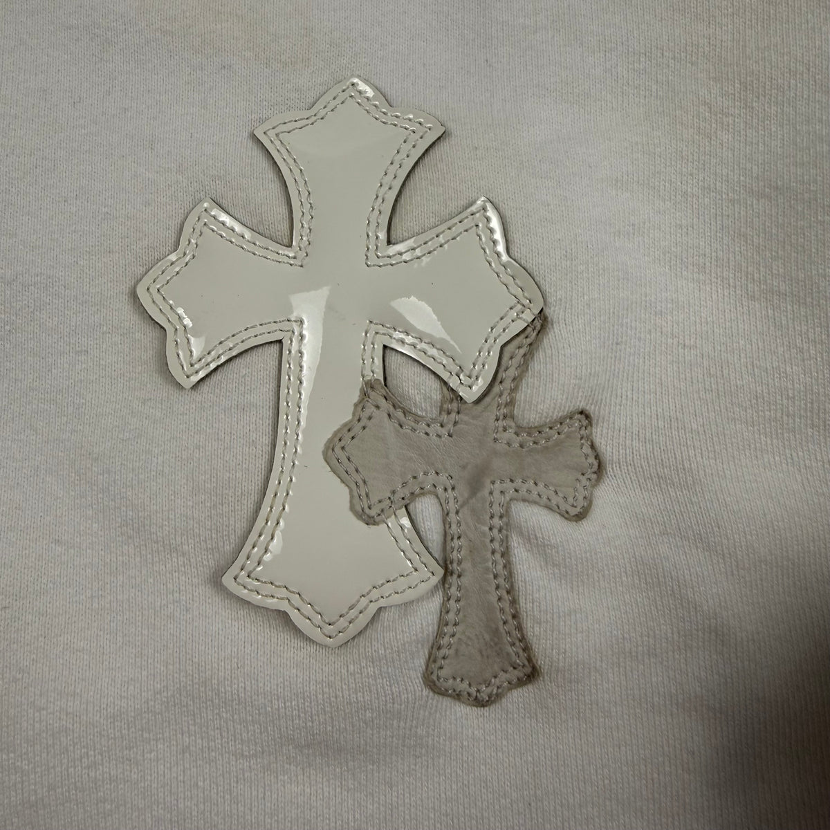 Chrome Hearts Leather Cross Patch ‘White’ Crewneck