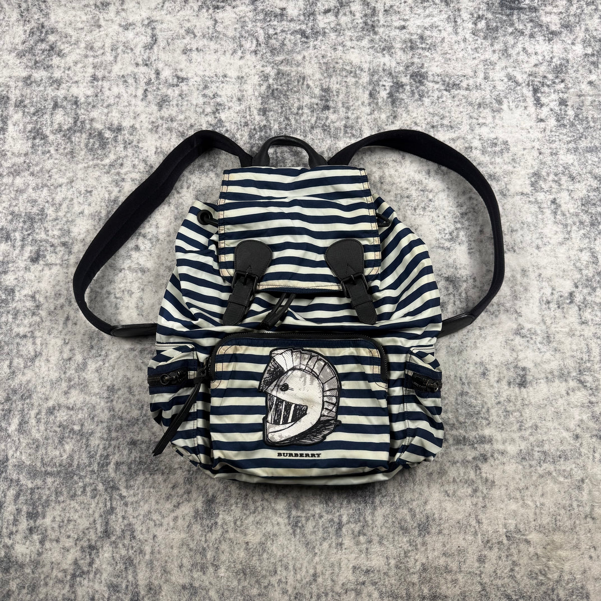 Burberry Striped Knight Embroidered Nylon Backpack