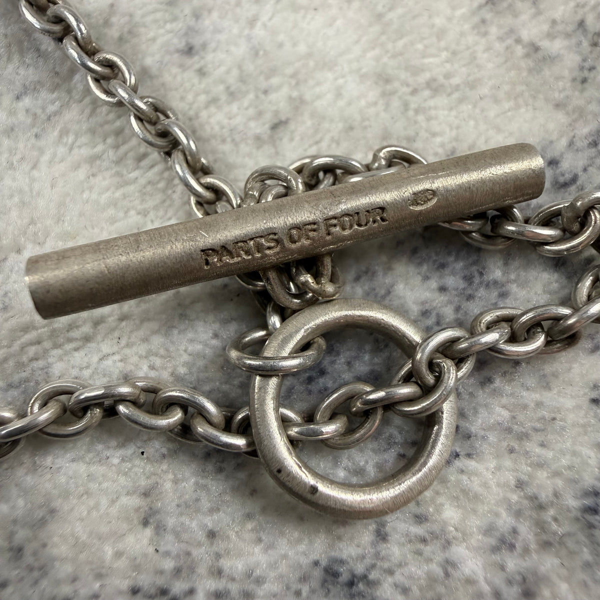 Parts of Four Brushed Sterling Silver Long Plate Necklace