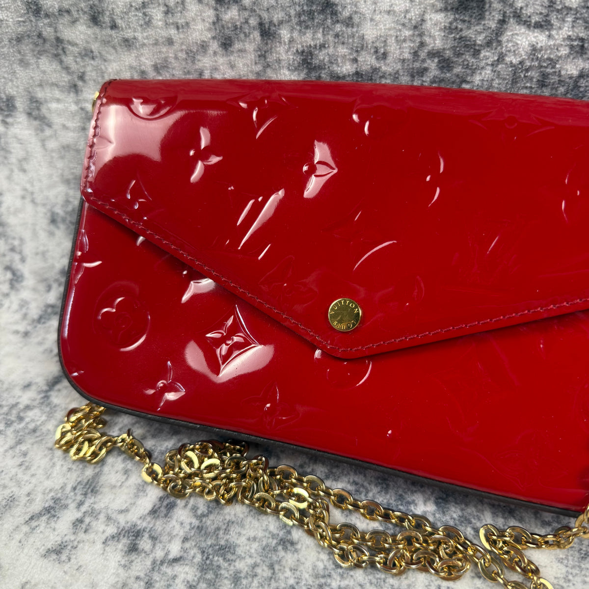 Louis Vuitton Monogram Vernis Pochette Félicie Red Bag