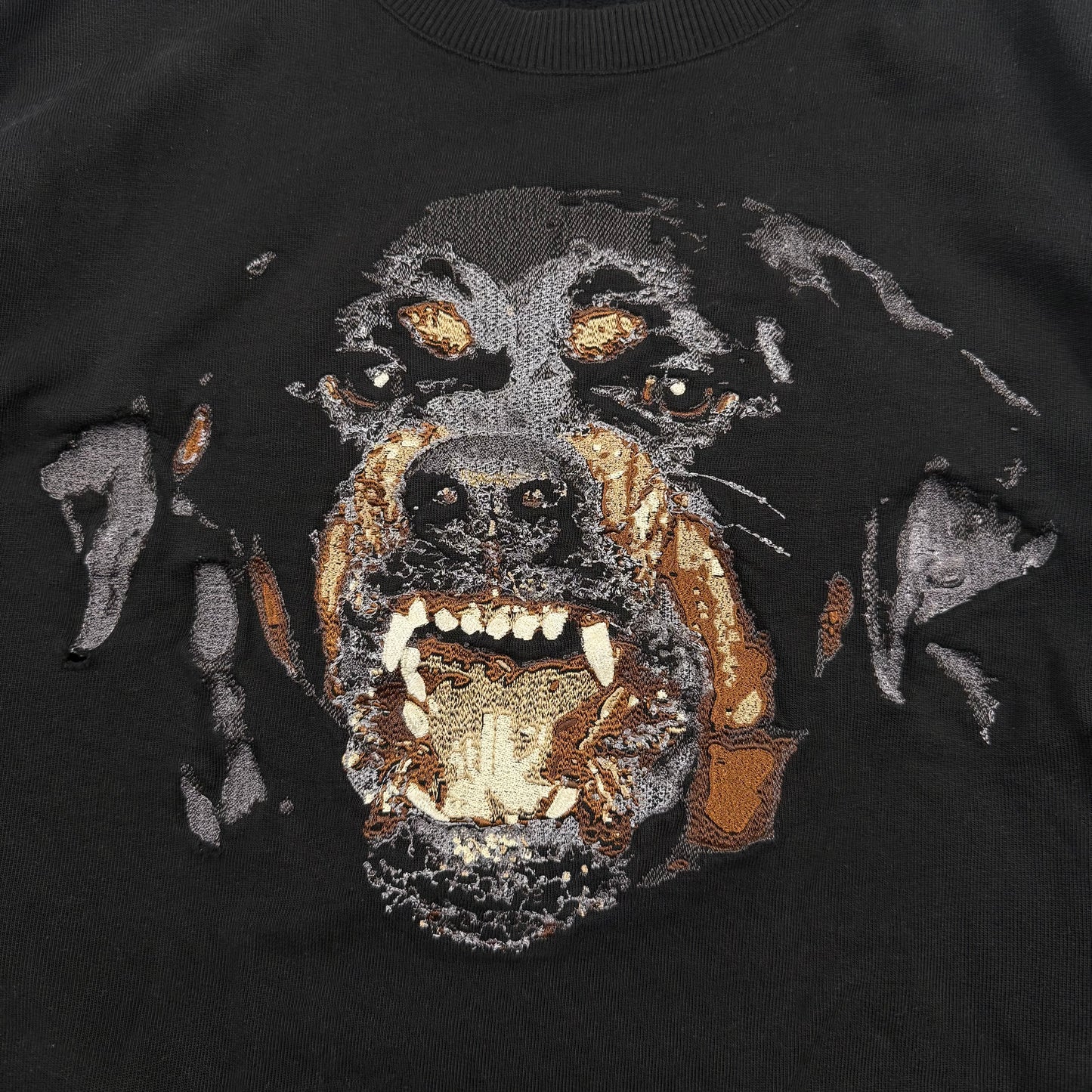 Givenchy FW15 Embroidered Rottweiler ʼBlack’ Distressed Sweatshirt