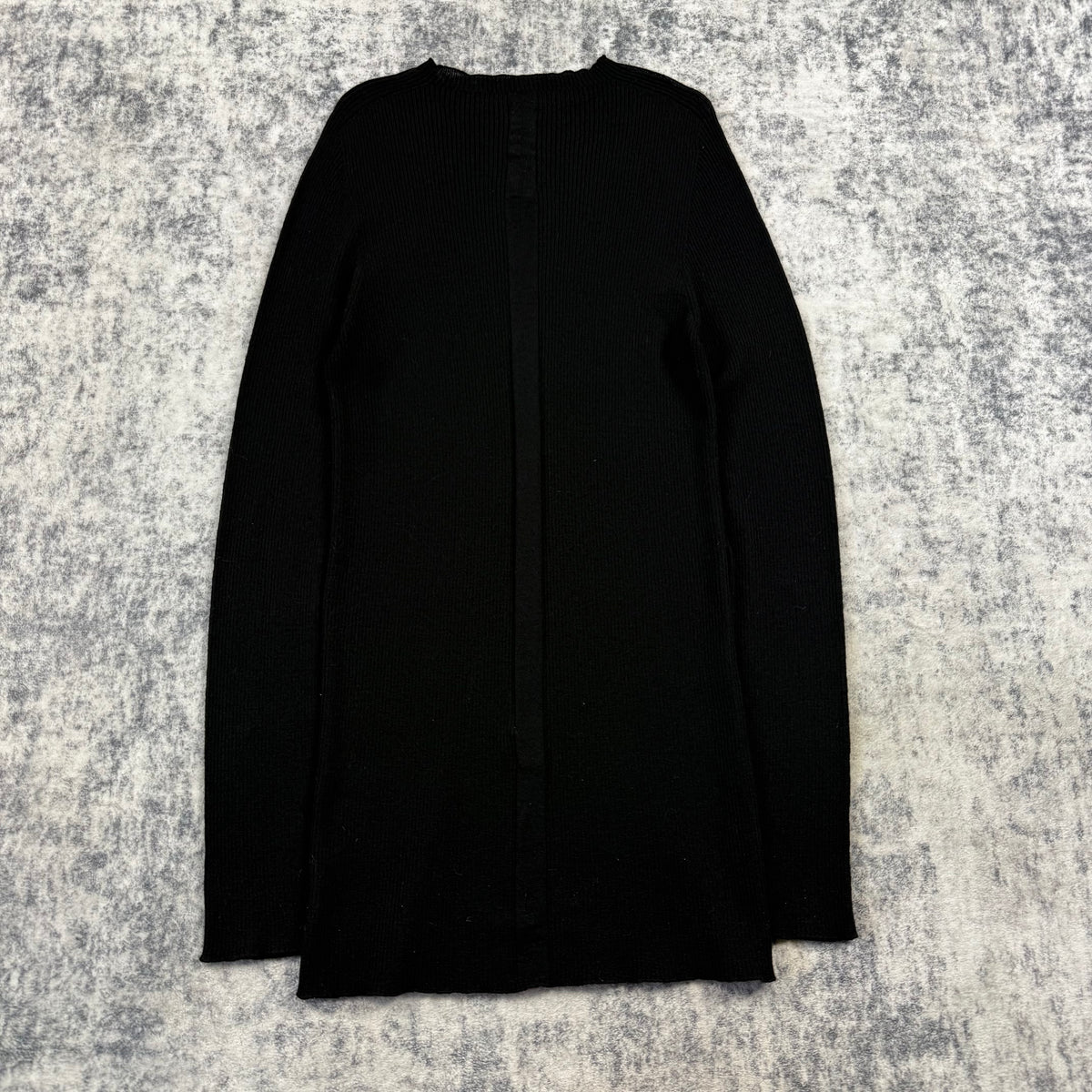 Rick Owens SS/24 Lido Black Ribbed Longline Wool Sweater