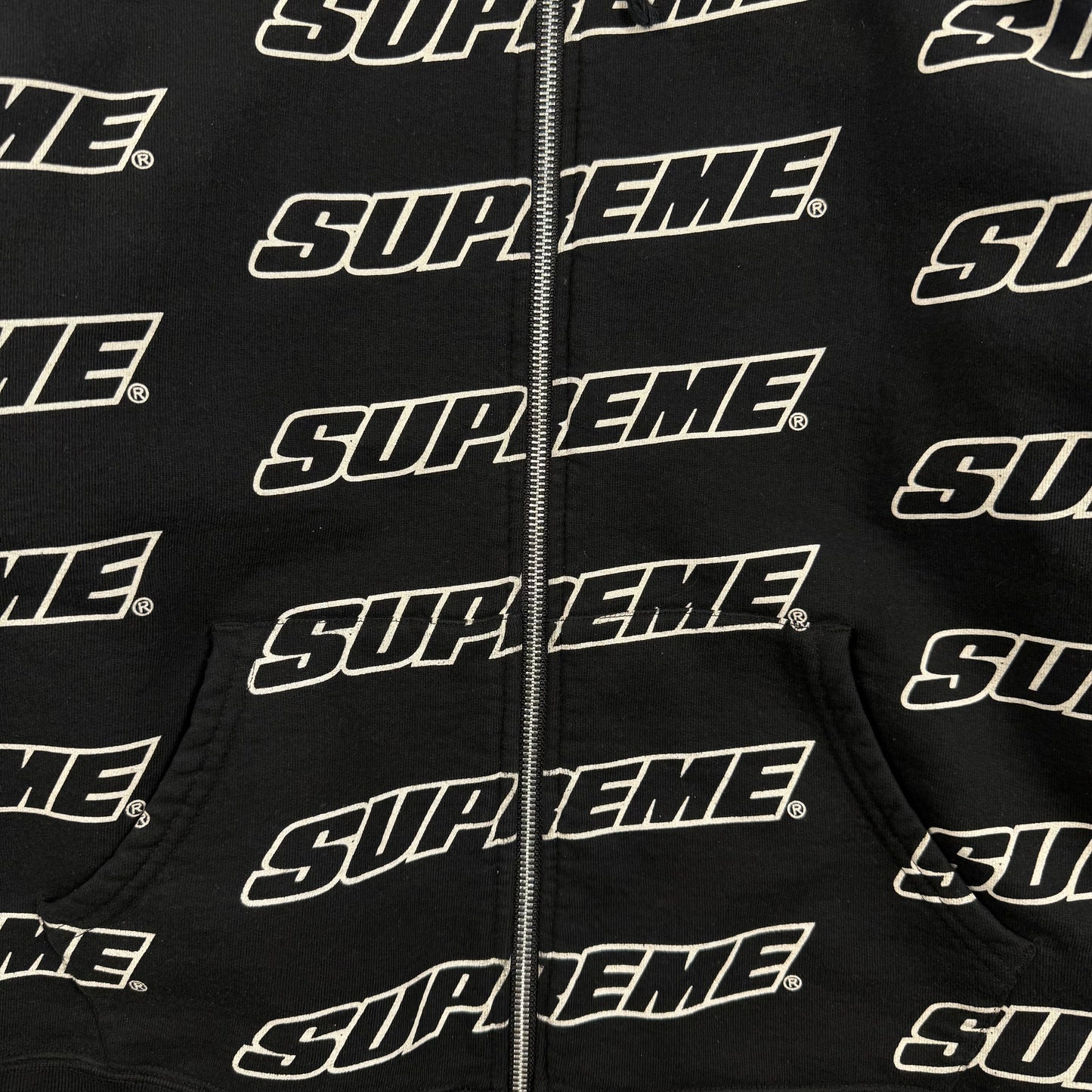 Supreme SS18 Repeat Zip Up ʼBlack’ Hoodie