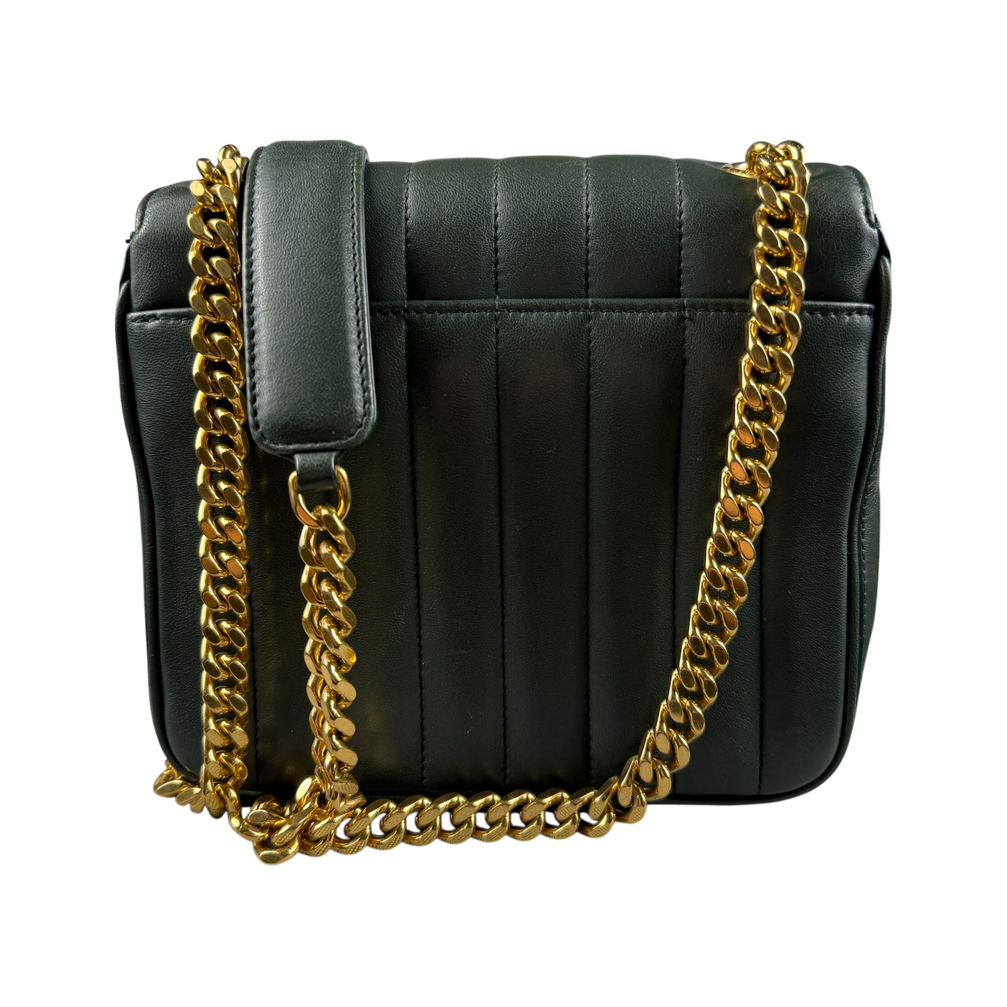 SAINT LAURENT 2018 Small Lambskin Vicky Chain ‘Green’ Crossbody Bag