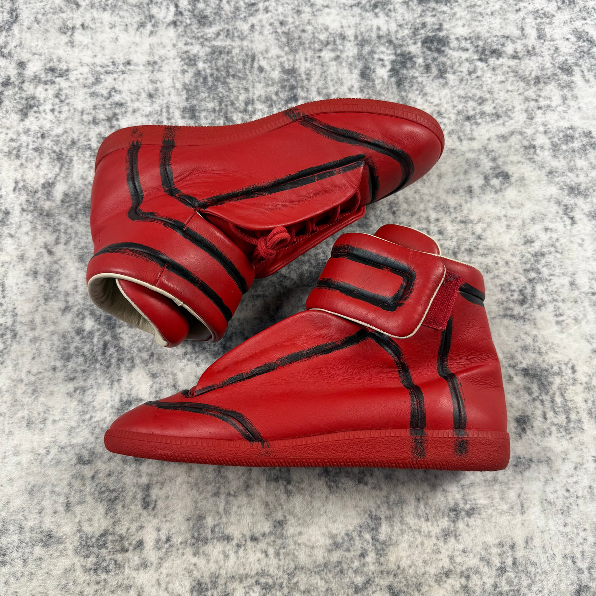 Maison Margiela Future High Red Black Outline Shoes