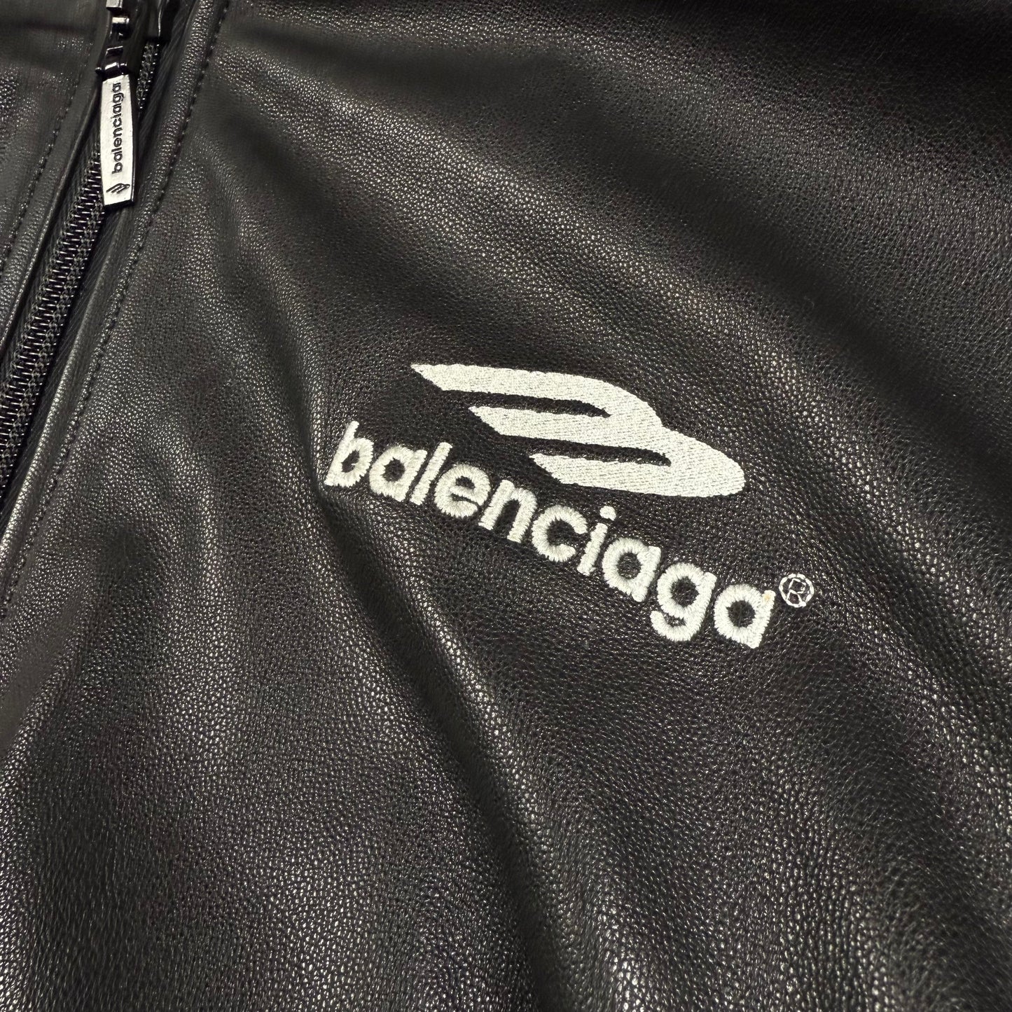 BALENCIAGA 3B Sports Icon leather track jacket