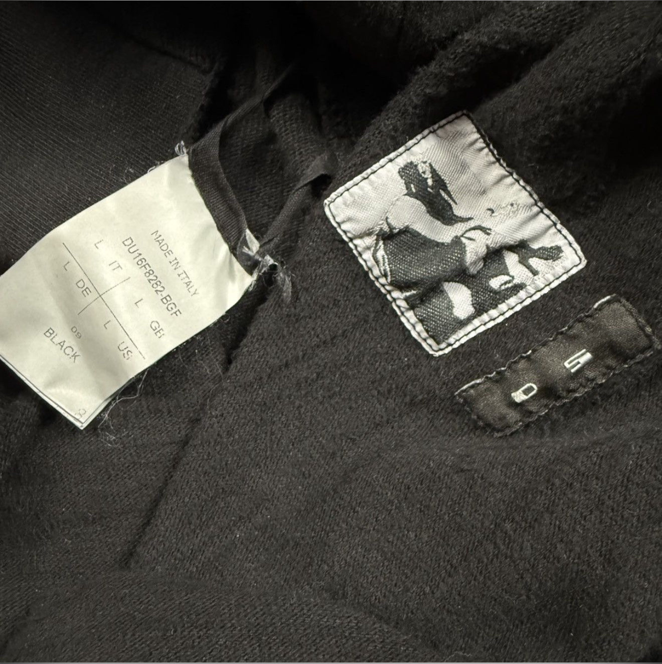 Rick Owens DRKSHDW Black Sweater Geometric Lines Layerd