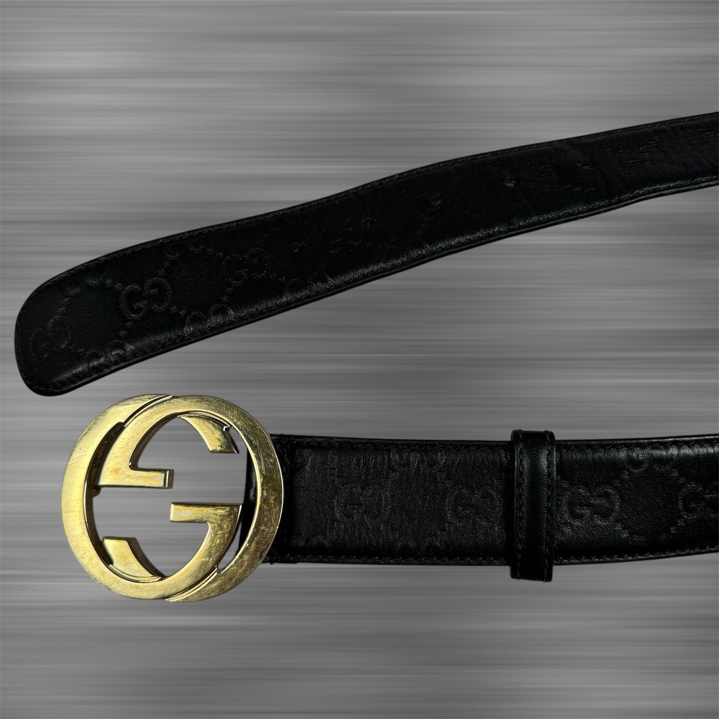 Gucci Monogram Leather ‘Black’ Belt