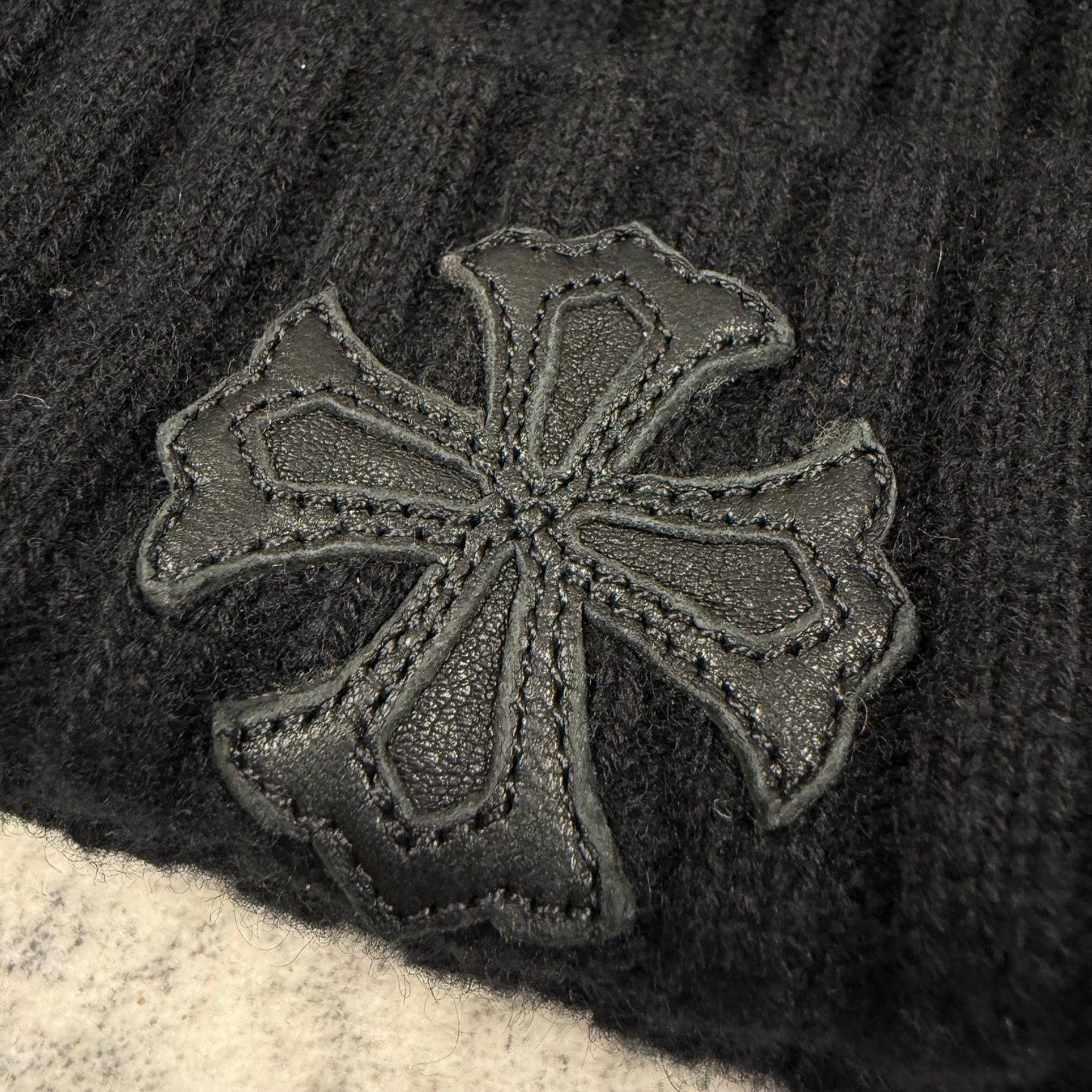 Chrome Hearts Cross Leather Patch ‘Black’ Beanie