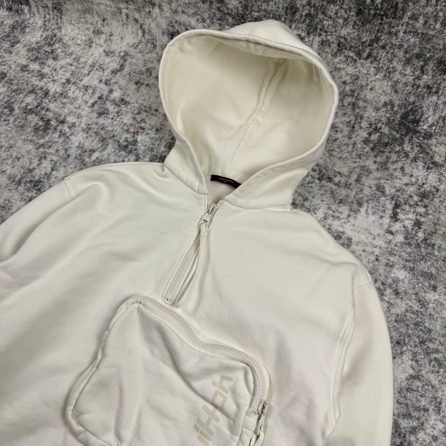 Louis Vuitton 3D Patched Pocket Half-Zip ‘White’ Hoodie