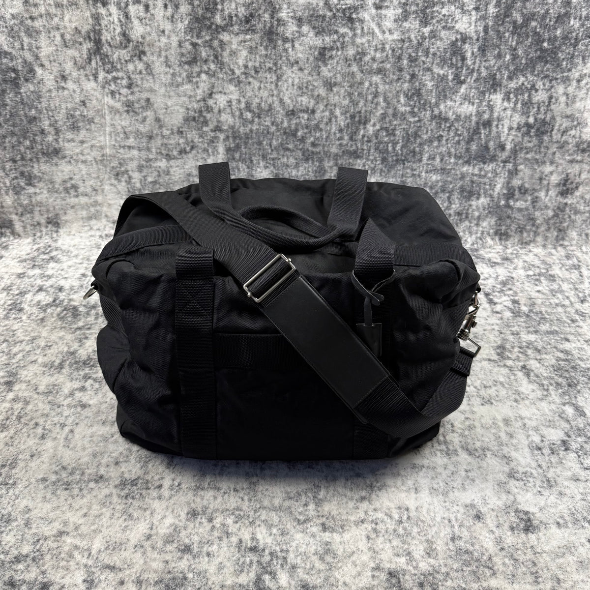 Helmut Lang 1990s Vintage Black Nylon Weekender Duffle Bag