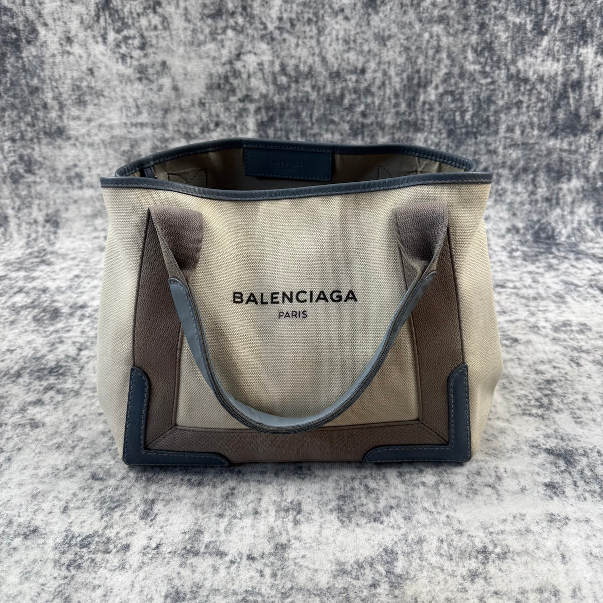 Balenciaga Navy Cabas Small Canvas Tote Bag