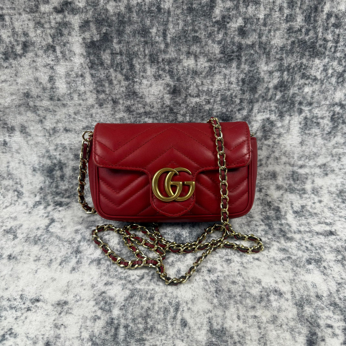 Gucci GG Marmont Red Matelassé Super Mini Bag