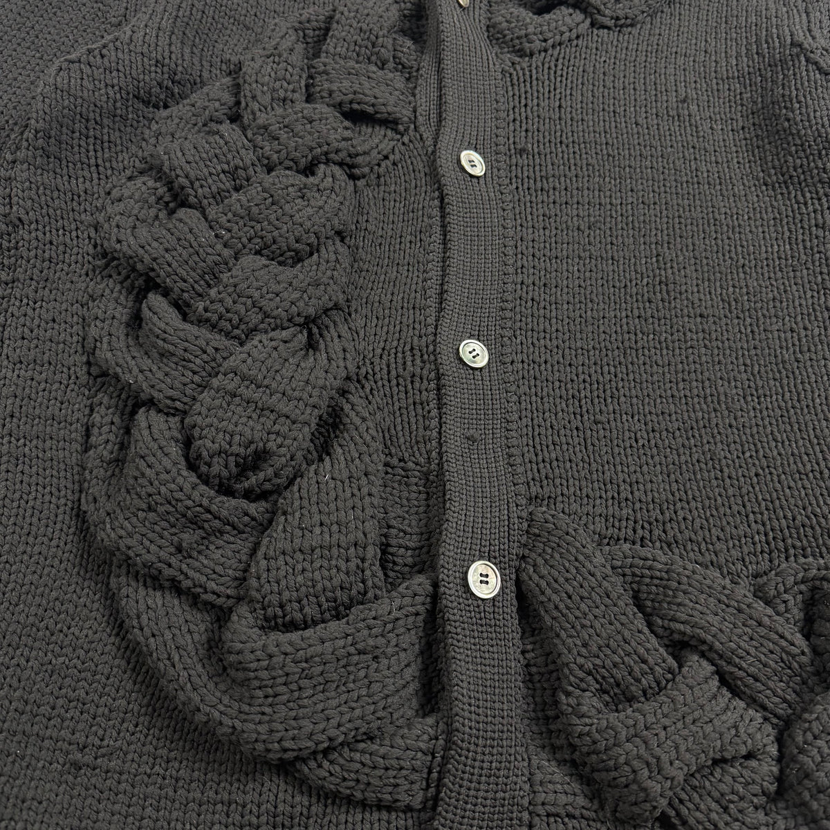 COMME DES GARÇONS HOMME PLUS Braided V-Neck ‘Black’ Cardigan