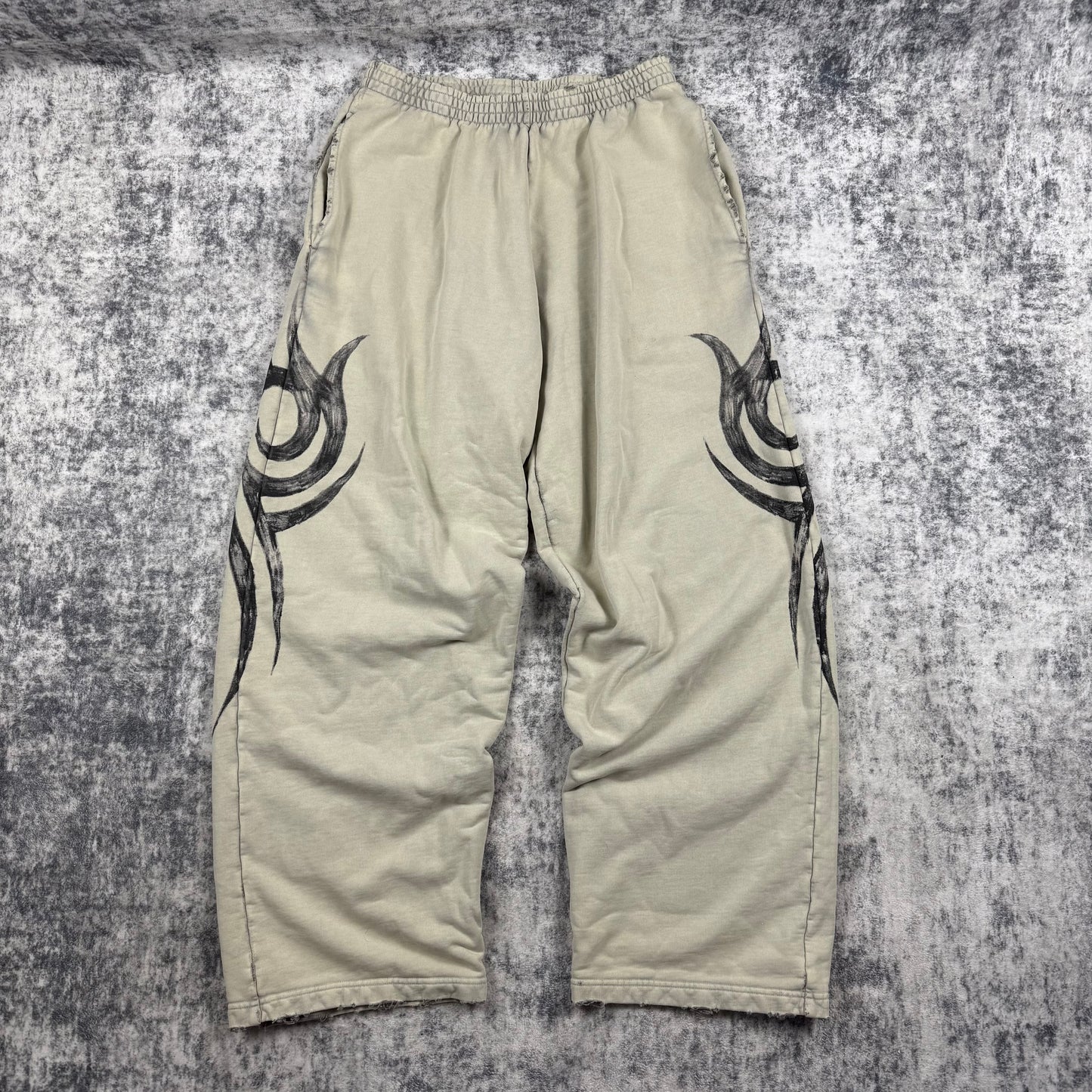 Balenciaga Distressed Baggy Tribal ‘Beige’ Sweatpants