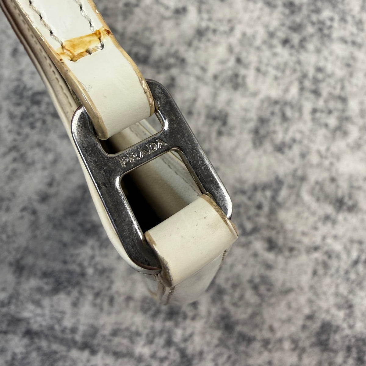 Prada Vintage White Leather Shoulder Bag