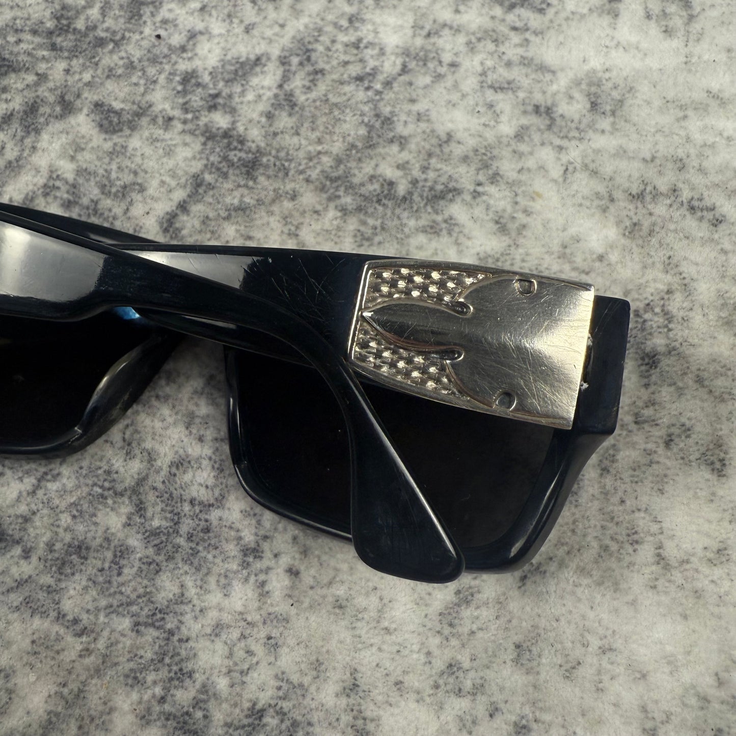 Chrome Hearts G-MONEY IV Black Silver Cross Shield Sunglasses