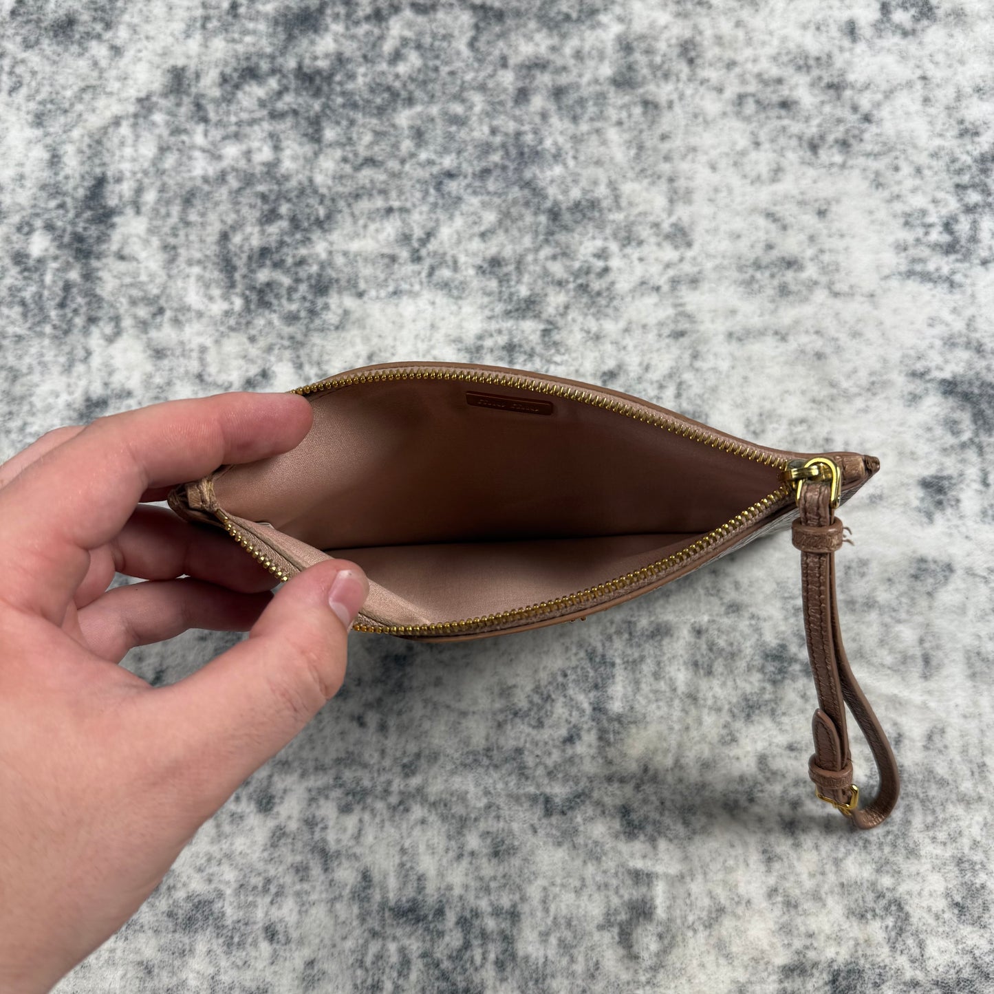 Miu Miu Croc-Embossed Patent Leather Wristlet Clutch / Pouch