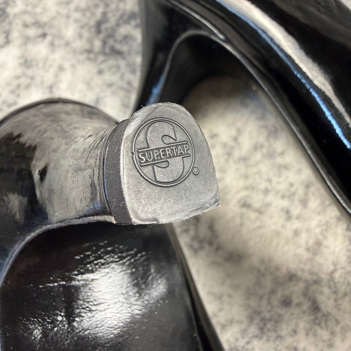 Chanel Black Patent Leather Camellia Flower Heels