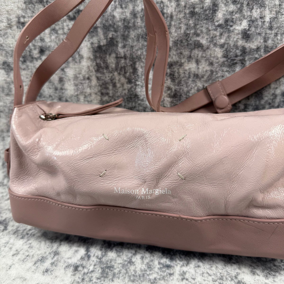 Maison Margiela Pink Glossy Leather Belt Shoulder Bag