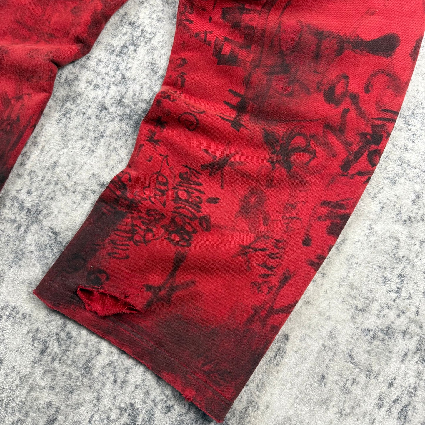 Balenciaga Sample Distressed Graffiti Print ‘Red’ Sweatpants