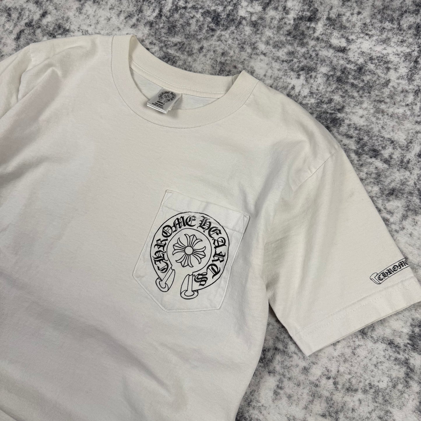 Chrome Hearts Vintage Floral Horseshoe Pocket ‘White’ T-Shirt