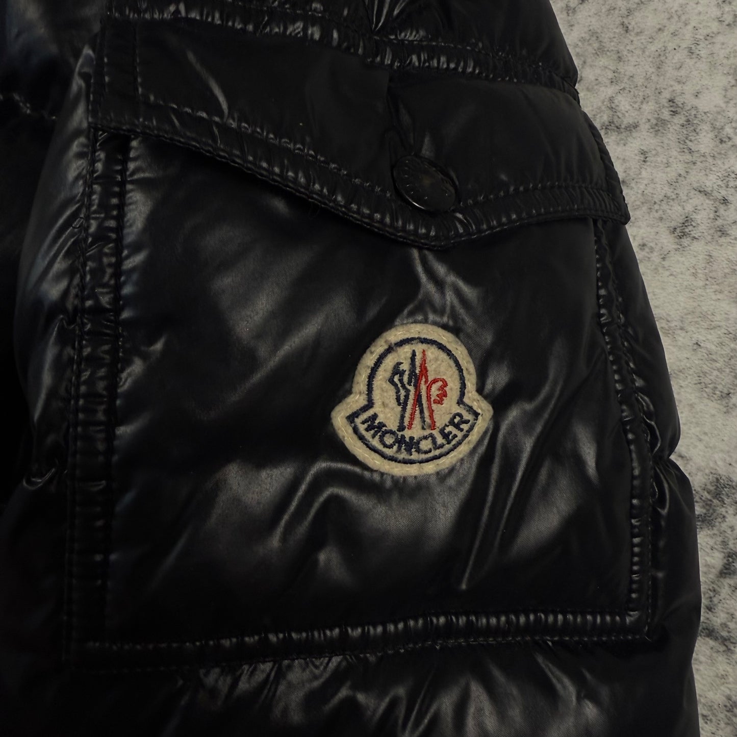 Moncler Maya Giubbotto Black Lacquer Nylon Down Puffer Jacket