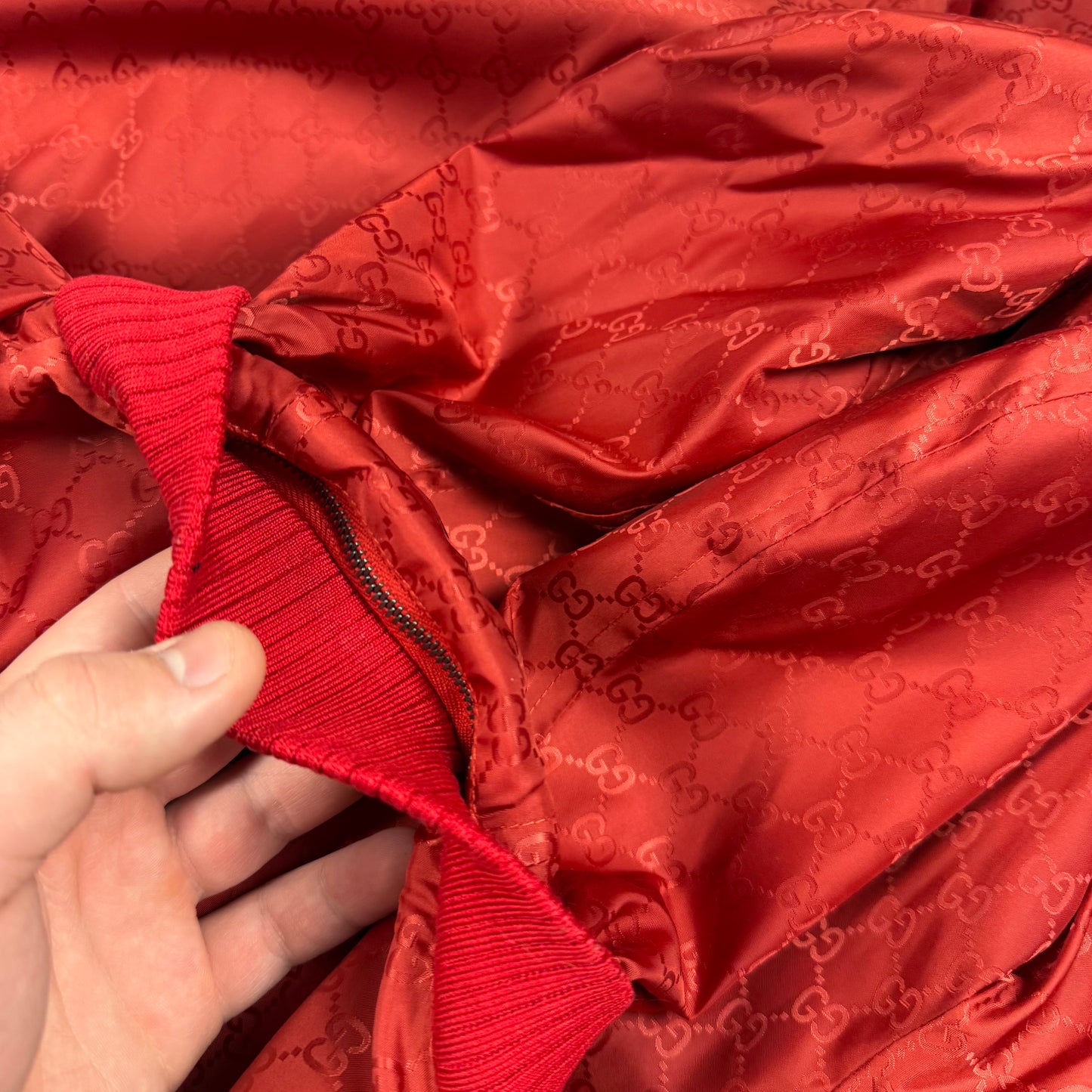 Gucci Monogram Nylon ‘Red’ Hooded Windbreaker