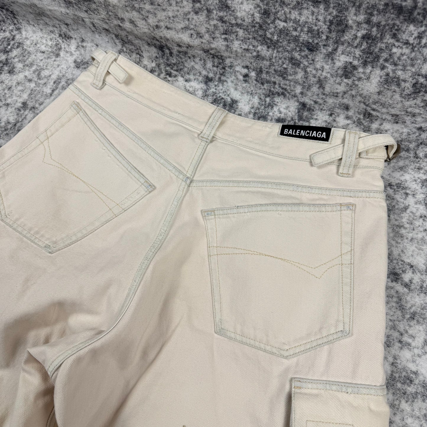 Balenciaga Multi Pocket Wide Leg Cargo Denim Jeans
