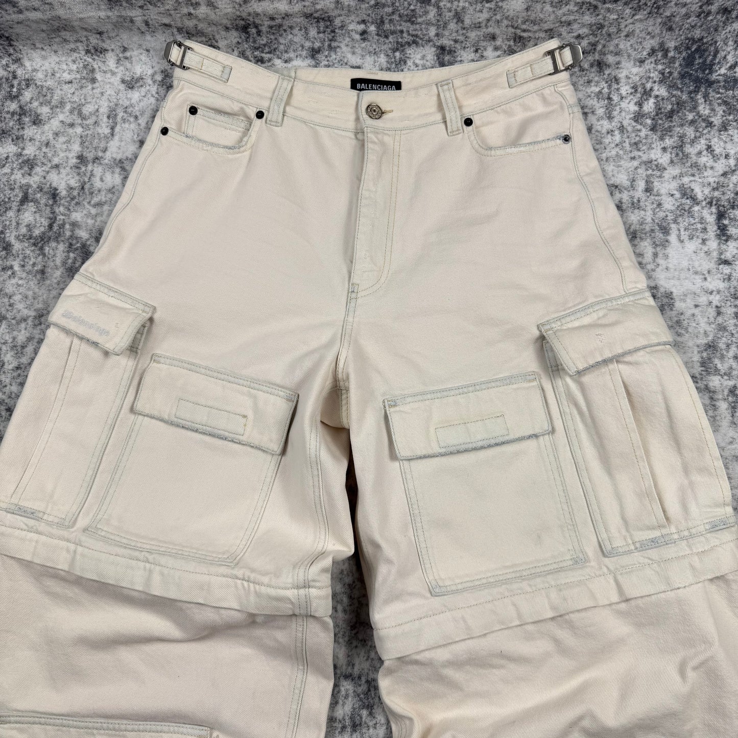 Balenciaga Multi Pocket Wide Leg Cargo Denim Jeans