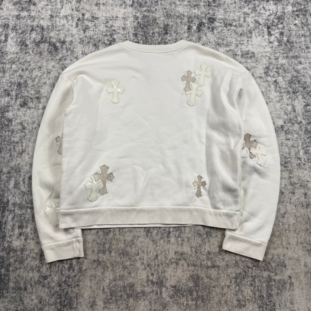 Chrome Hearts Leather Cross Patch ‘White’ Crewneck