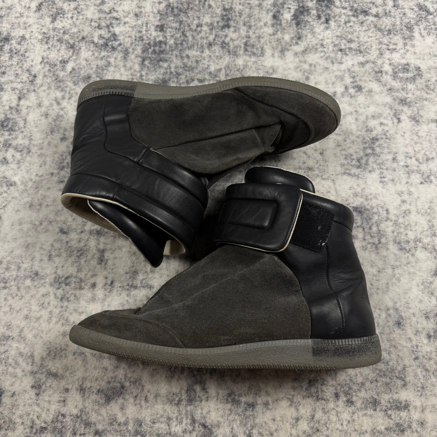 Maison Margiela Future High Top Suede Black Two Tone Shoes