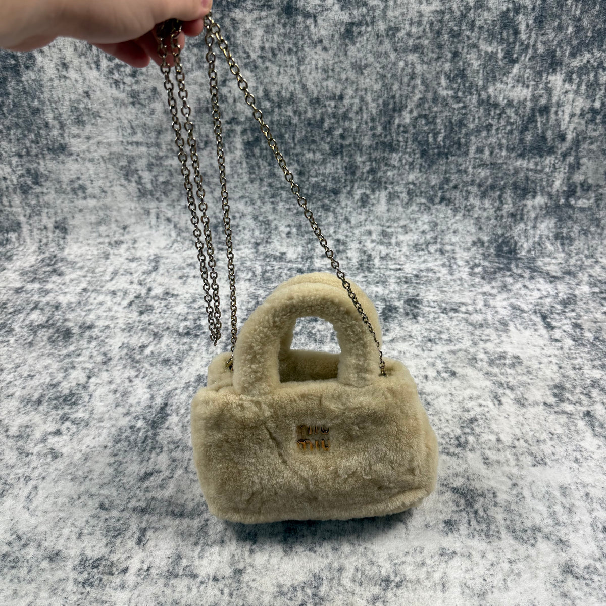Miu Miu Cream Shearling Fur Handbag