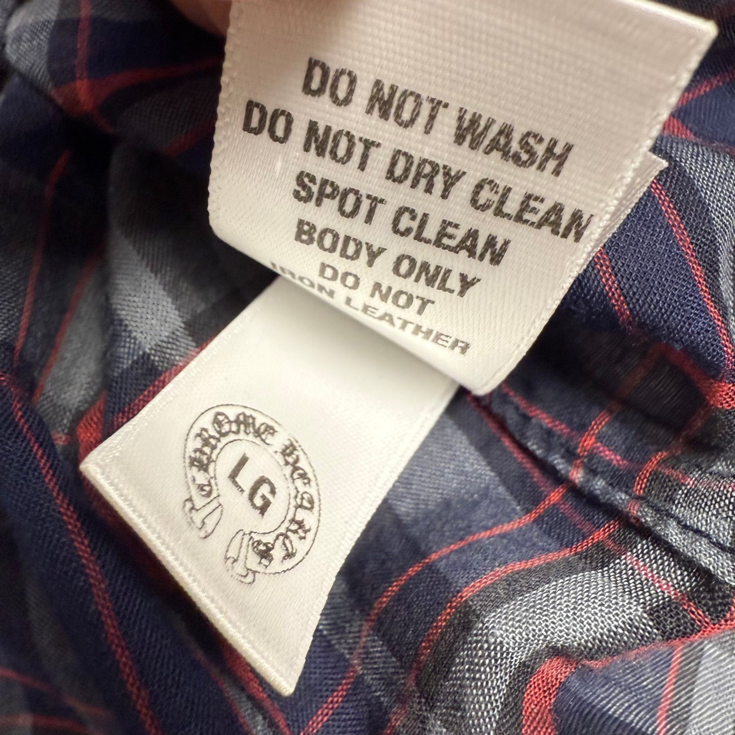 Chrome Hearts Leather Cross Patch Flannel Shirt