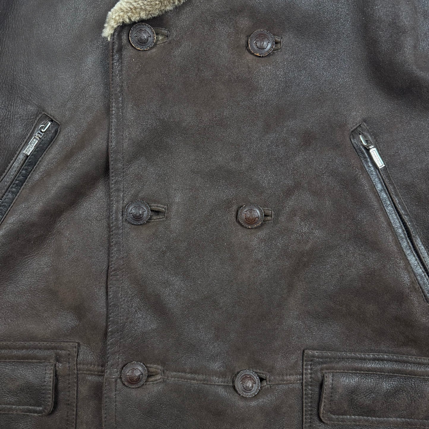 Gianni Versace Vintage 80-90s Leather Fur Coat