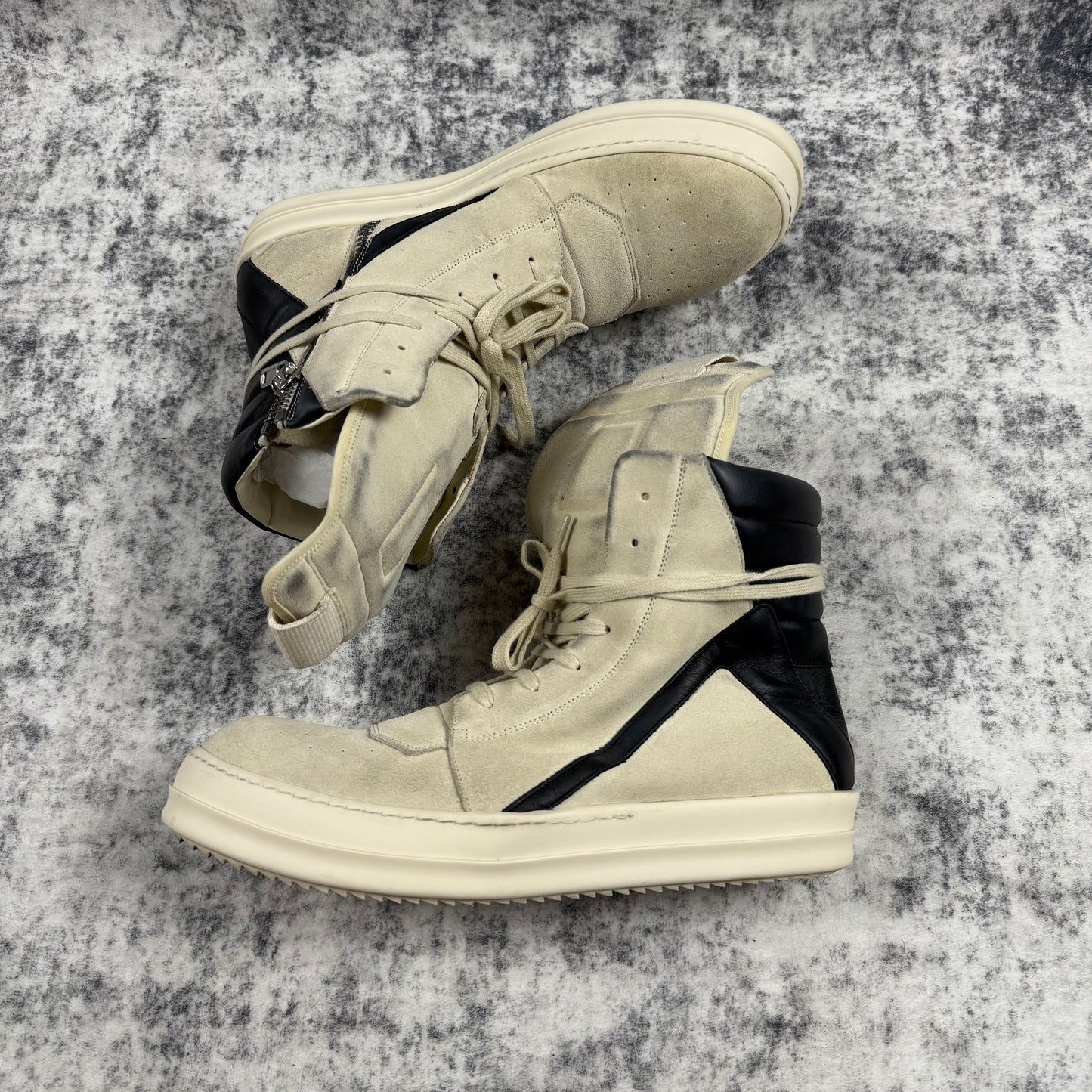 Rick Owens ‘Black/Milk’ Suede Geobaskets