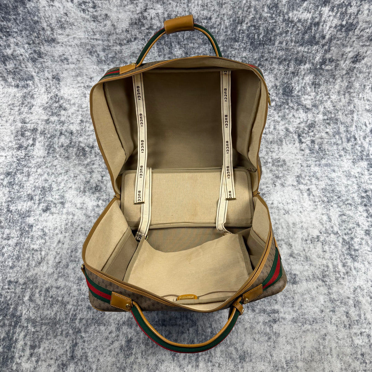 Gucci Vintage Micro GG Monogram Web Stripe Travel Suitcase